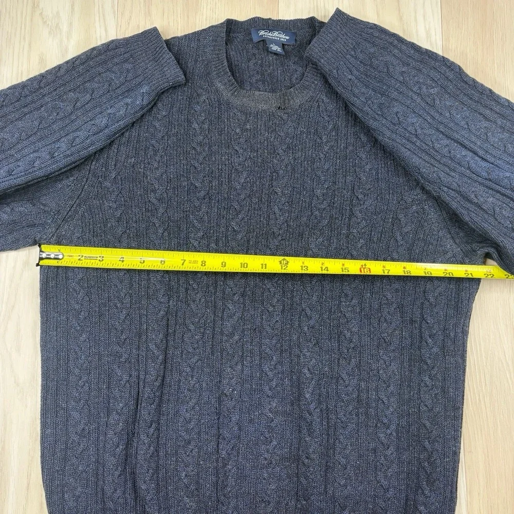 Brooks Brothers Mens Wool Cashmere Cable Knit Fisherman Sweater Blue Size Large
